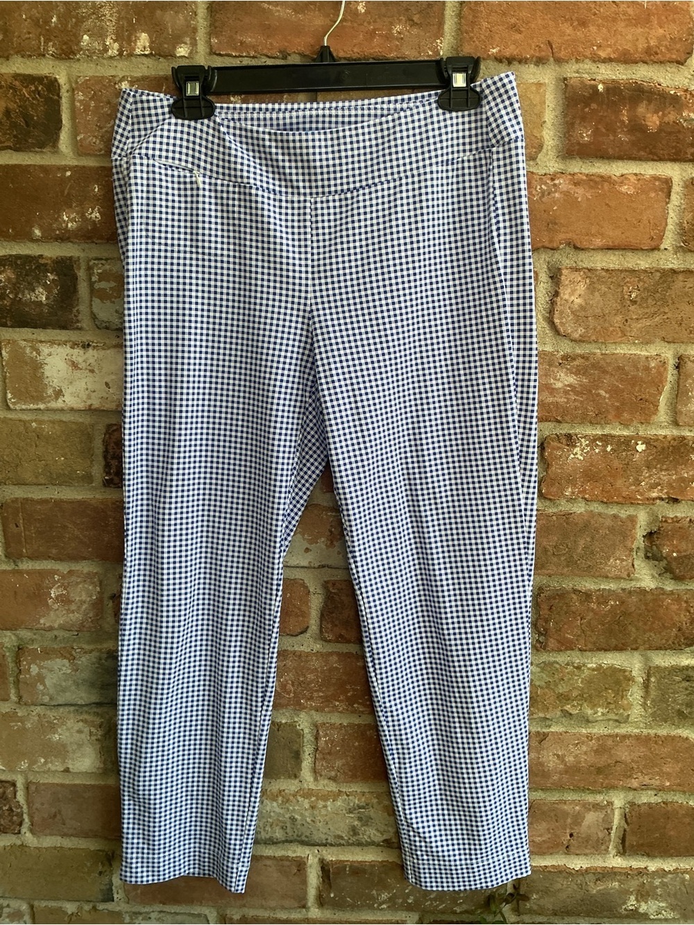 J. McLaughlin Blue Micro-Check Chinos size M